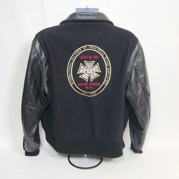 Vintage Reed Leather Sportswear Embroidered Wool Varsity Bomber Jacket - Picture 1 of 9